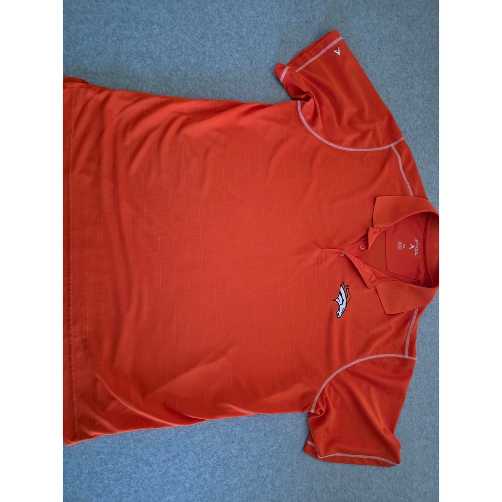 Antigua Denver Broncos Golf Polo Shirt Mens XXL Orange Team Logo